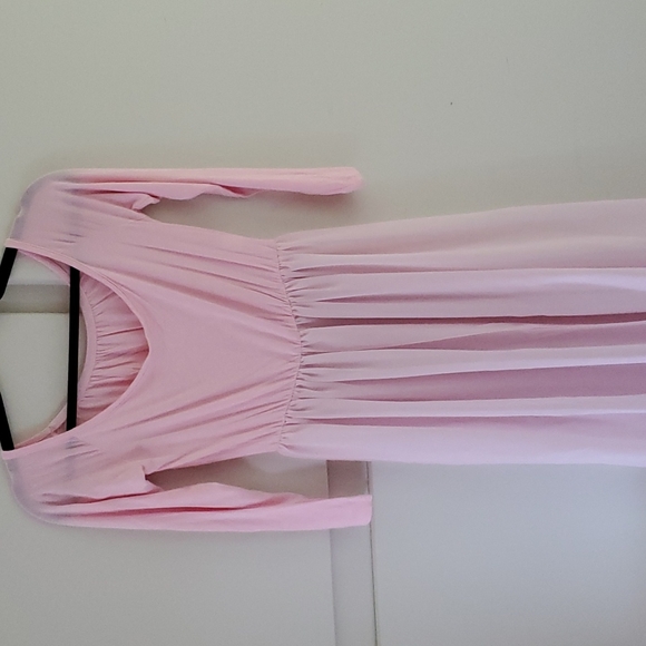 Maternity Dress Off Shoulder Long Sleeve Split Front Chiffon Gown - Picture 2 of 5